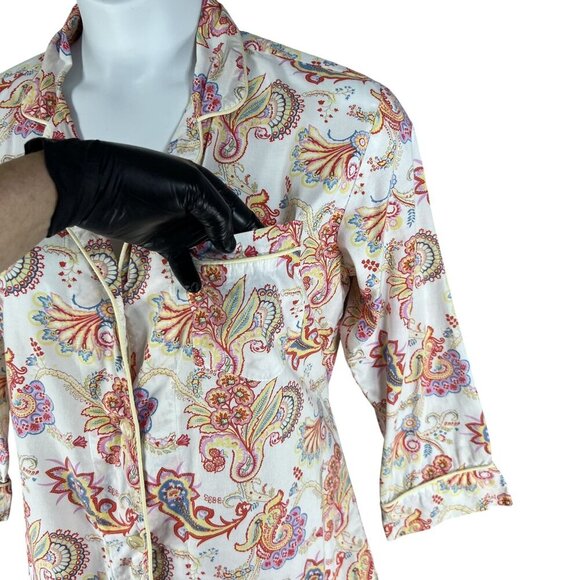 BedHead Anthropologie Women 8 Paisley PJ Set Cropped Comfy Lounge Quiet Luxury - Picture 8 of 16